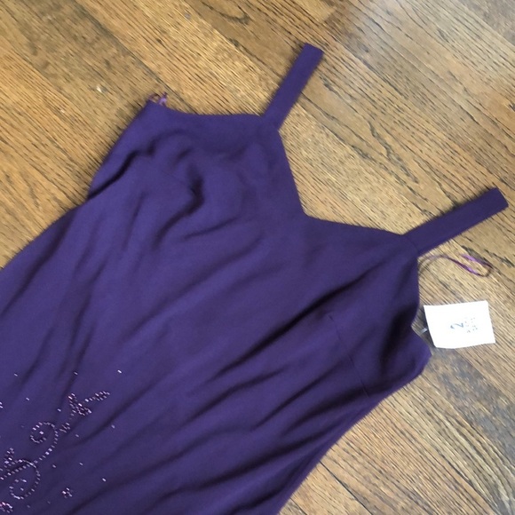 R&M Richard’s 2-Piece Eggplant Stone Beaded Flowy Sheer Evening Gown Set - Picture 5 of 8